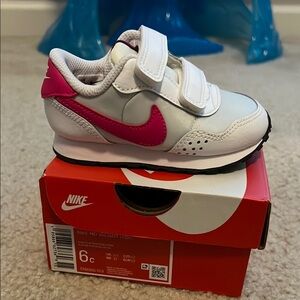 Nike White and Pink Velcro Strap Sneakers